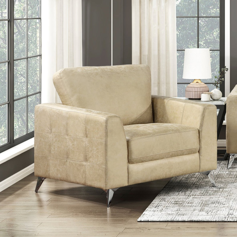 Chaise de style moderne avec revêtement en microfibre polie, Sable