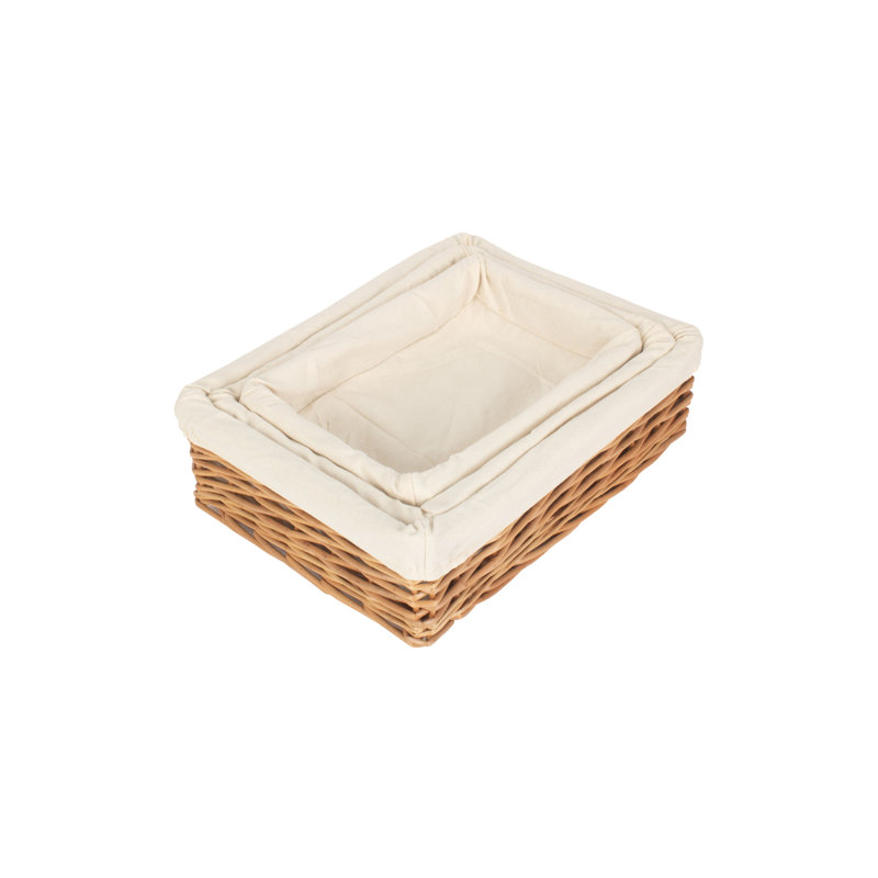 Domenic Wicker Lined Storage Tray Set