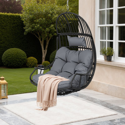 Hanging Swing Single Egg Pod Chair Max. Load 150 Kg With Cushions & Cup Holder