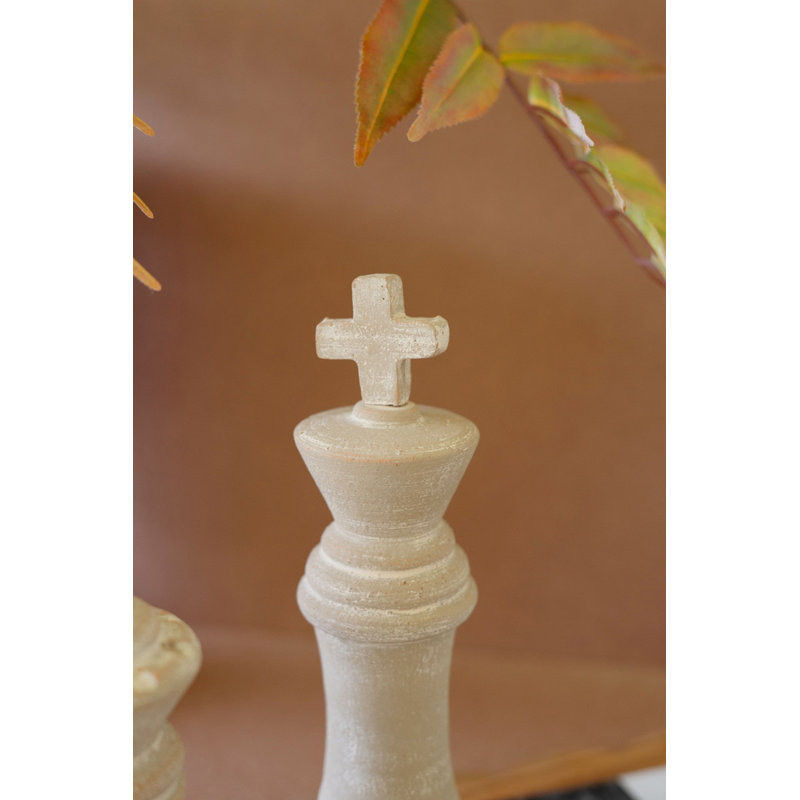  Pièce d'échecs décorative en argile gris délavé, ensemble de 2