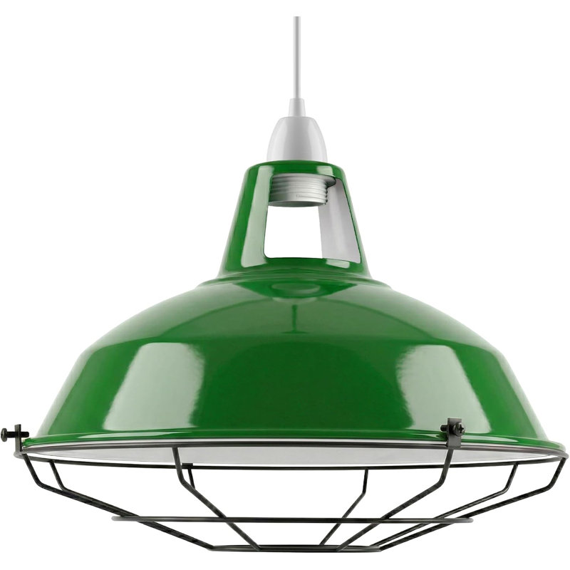 21.5cm H Metal Bowl Lamp Shade, Green