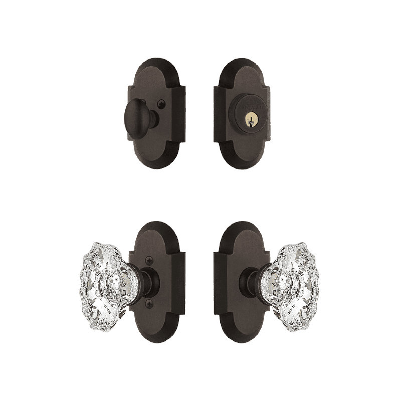 Nostalgic Warehouse Cottage Entry Set with Chateau Crystal Knob, Oil-Rubbed Bronze, 2.375