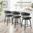 Modern Upholstered Slate Black Leatherette Swivel Counter Stool with Metal Tapered Legs-780107302-776690805