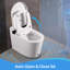 Toilette intelligente avec siège de bidet intégré, capteur de pied à ouverture / fermeture automatique, affichage DEL, nuit, eau chaude et sécheuse, lampe rotative, toilette à poignée latérale en céramique blanche moderne, profondeur de 27,78 po,