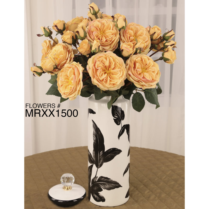 Ceramic Jar, Black/White, 16" H x 4.75" W x 4.75" D