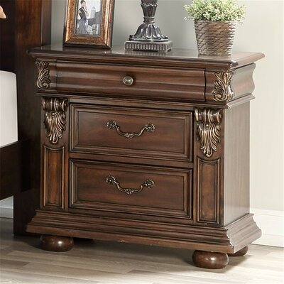 Amia 3 - Drawer Nightstand in Brown -  Astoria Grand, 8E79651BFEE94D5AA9222D63C7D59049