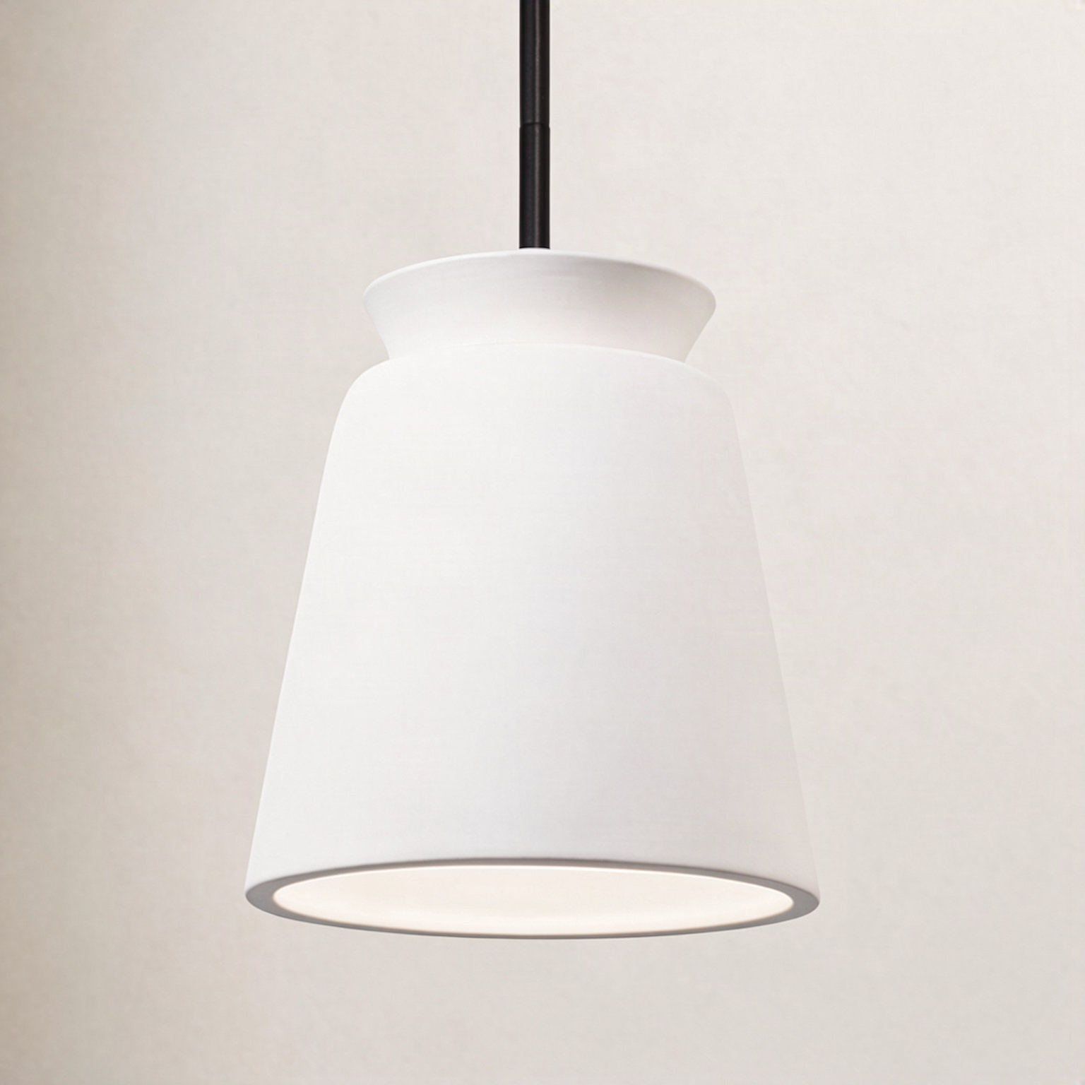 Logan Dimmable Cone Pendant, Bisque, Matte Black, LED (Integrated)