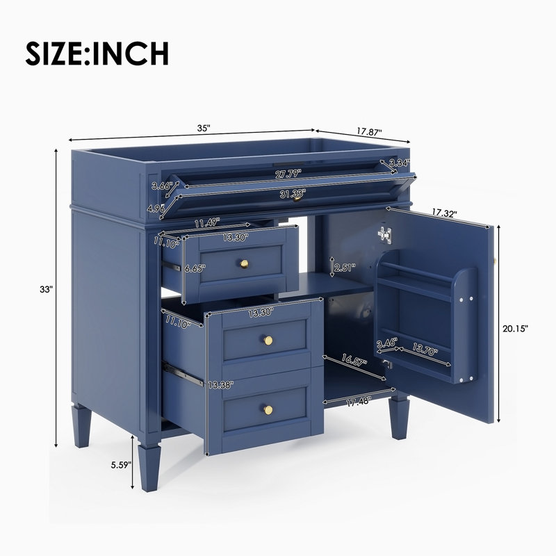 Base de meuble-lavabo simple 35,00 po seulement, Bleu