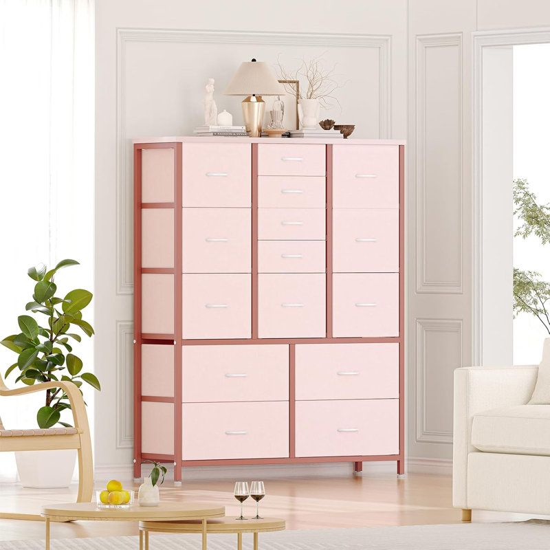 Commode 15 tiroirs Brietta, Rose