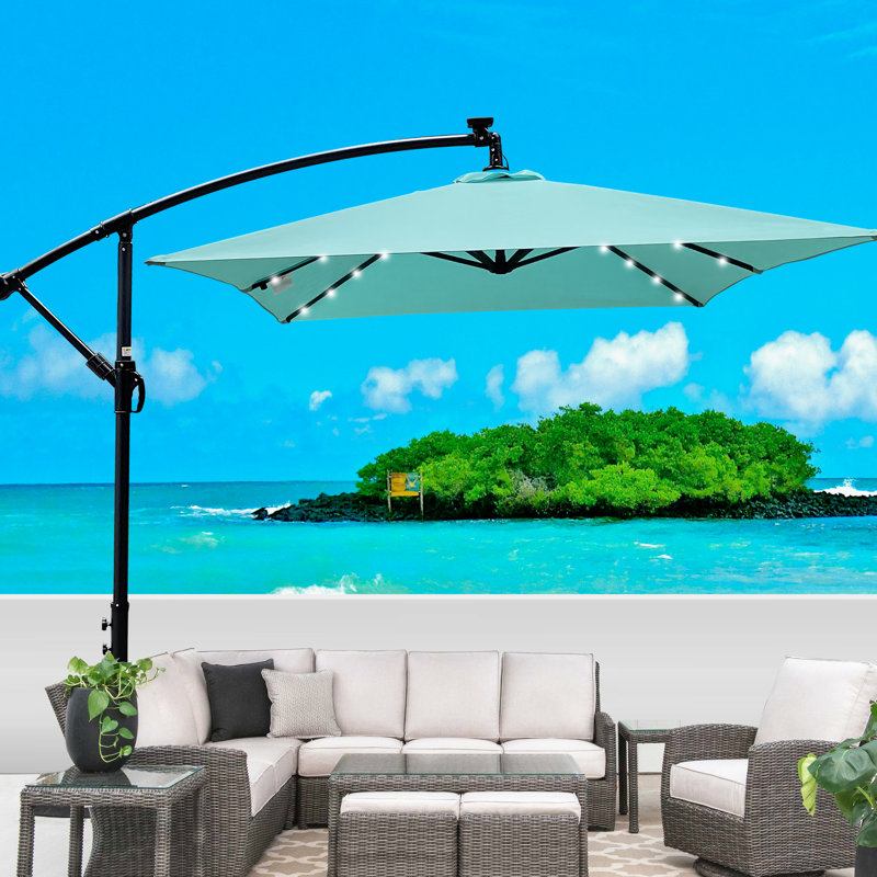 Parasol solaire à DEL rectangulaire 2X3m - Vent, 180G, pour piscine extérieure avec lumières à économie d'énergie, jardin