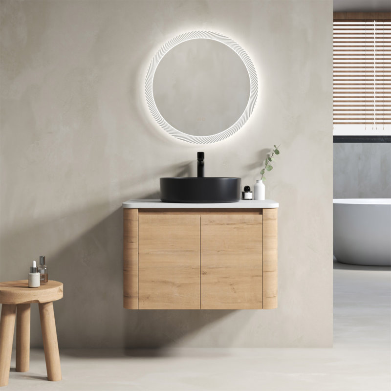 Meuble-lavabo mural 30 po avec lavabo d'art en céramique et 2 portes à fermeture en douceur, emballage KD, contreplaqué, 30"