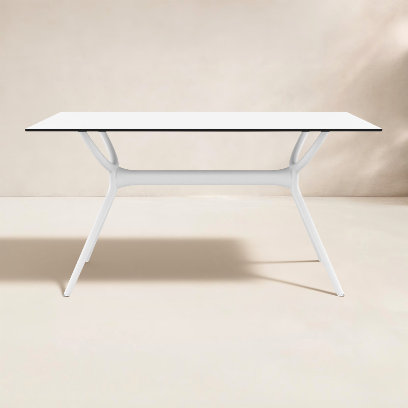 Farrah Synthetic Laminate Outdoor Dining Table, White, 29.5" H x 55" L x 31.5" W