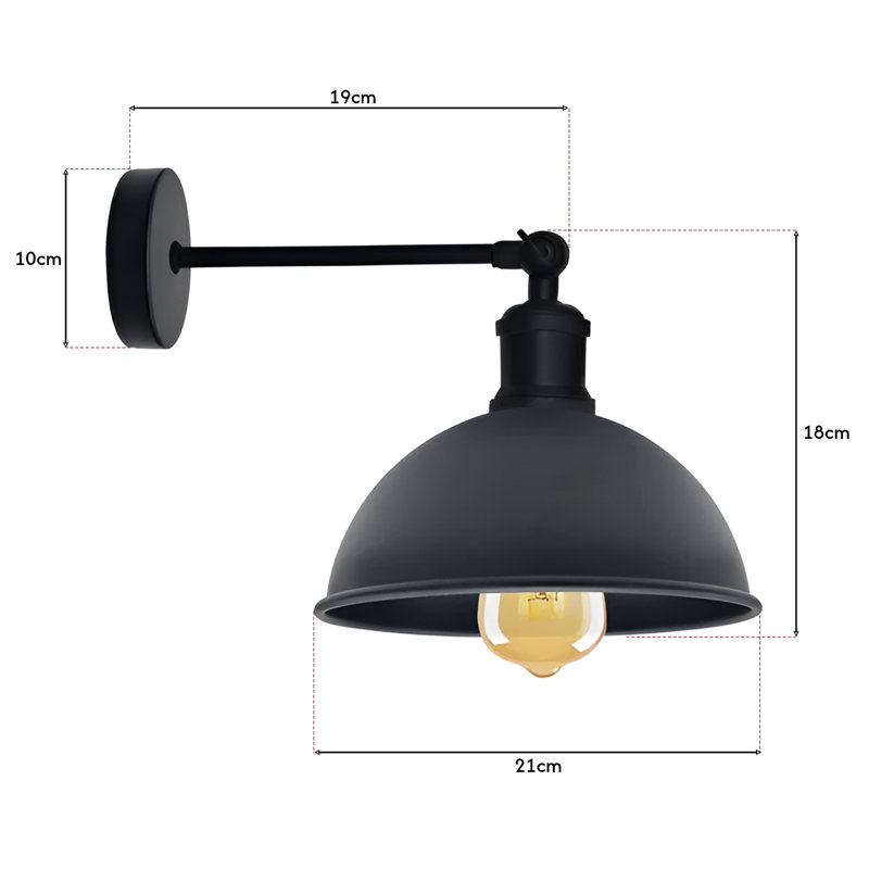 Janessa 1-Light Iron Swing Arm Dome Wall Sconce, Brushed Copper, Yellow Brass