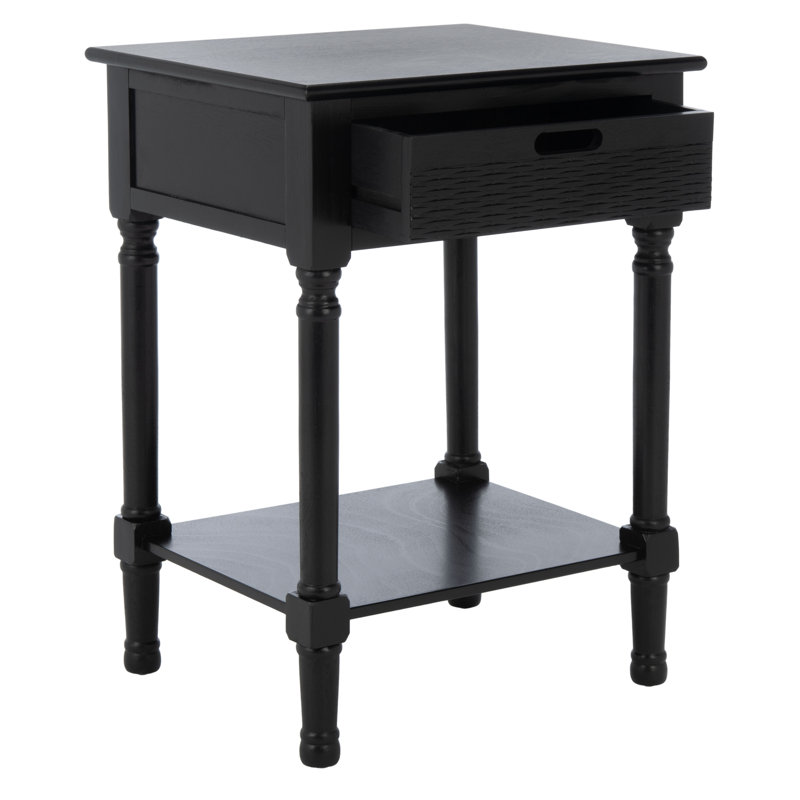 Peters End Table with Storage, Black