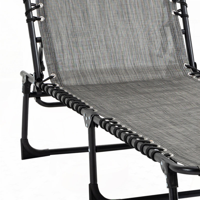 Folding Chaise Lounge with 5-level Reclining Back, Gray