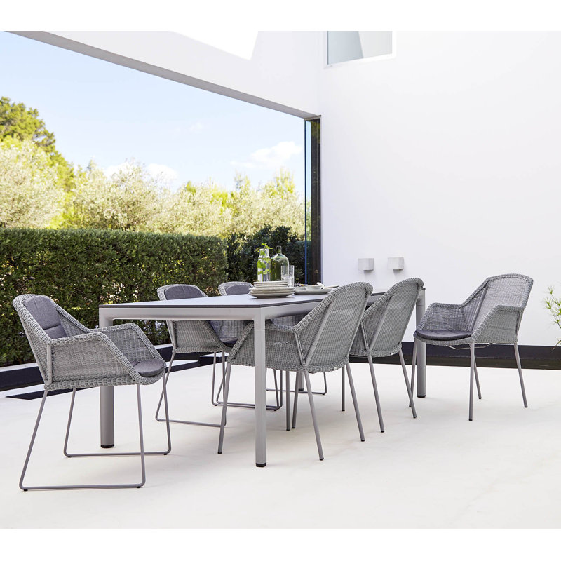 Breeze Stacking Patio Dining Armchair with Cushion, Black, Gray