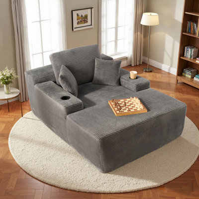 Nathasa Oversized 66.78" Upholstered Chaise Lounge with Pillow, No Assembly Required Cloud Chair Indoor, Modern Single Couch, Comfy Fluffy Sleep Sofa by Ivy Bronx