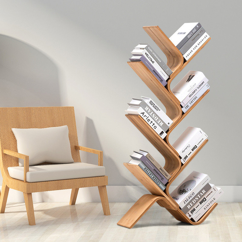 Floor Bamboo Tree Bookshelf, (7 Shelves) 49.6"H x 25.2"W x 7.9"D
