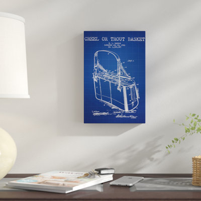 « w.l. marble truite basket », reproduction d’impression sur toile dans une grille bleue