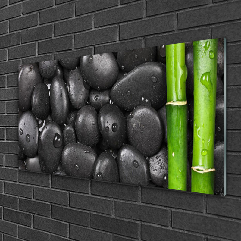 Art Bamboo Stalk Stones - No Frame Print on Glass