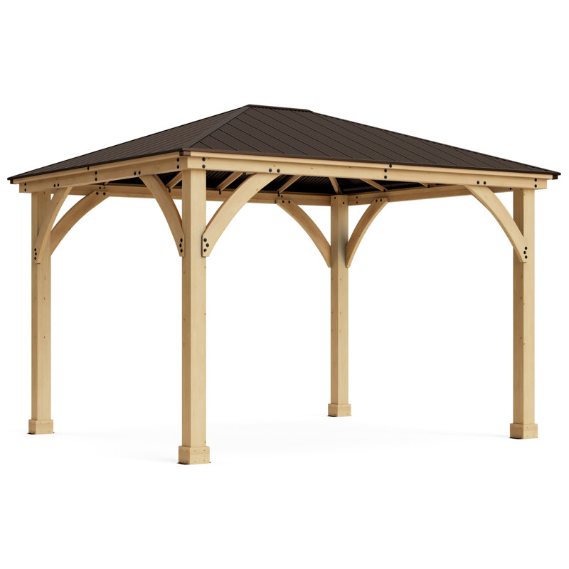 Meridian 10x12 Cedar Gazebo with Brown Aluminum Roof