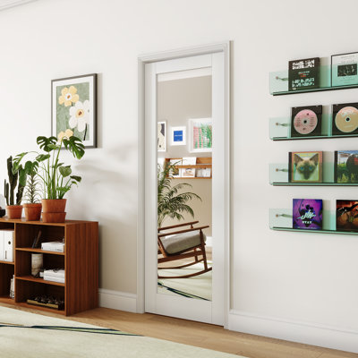 1-lite Mirror Standard Door Slab Prefinished Manufacture Wood (Without Hardware Kit)