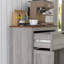 Buffet gris avec porte de grange, portes doubles, tiroir et tablette réglable. Pour la chambre à coucher, le salon. Pourboires. Tablette latérale de 23,5 po x 11,75 po
