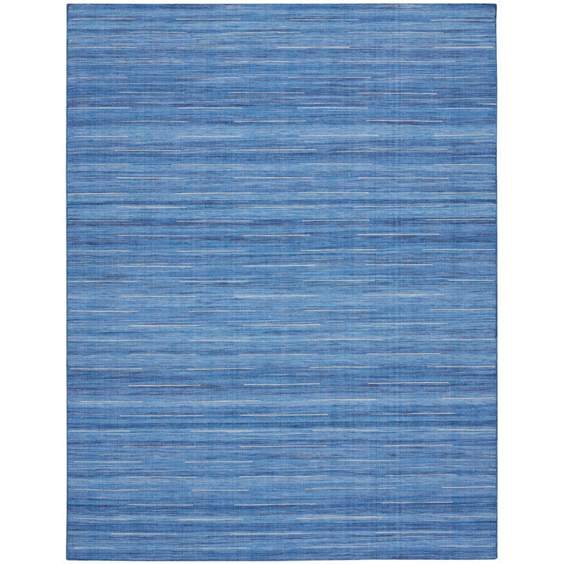 Anerinda Solid Hand Loomed Wool/Cotton Area Rug in Denim Blue, Rectangle 10' x 14'