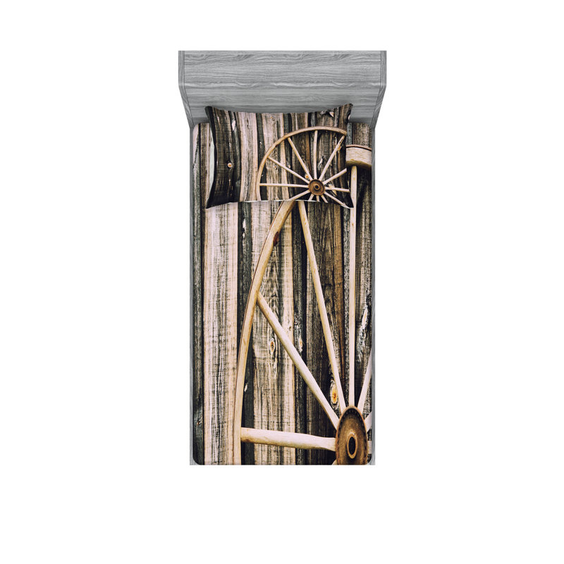 Drap-housse et taie d'oreiller Ambesonne, Ensemble de draps pour lit simple + 3 pièces supp