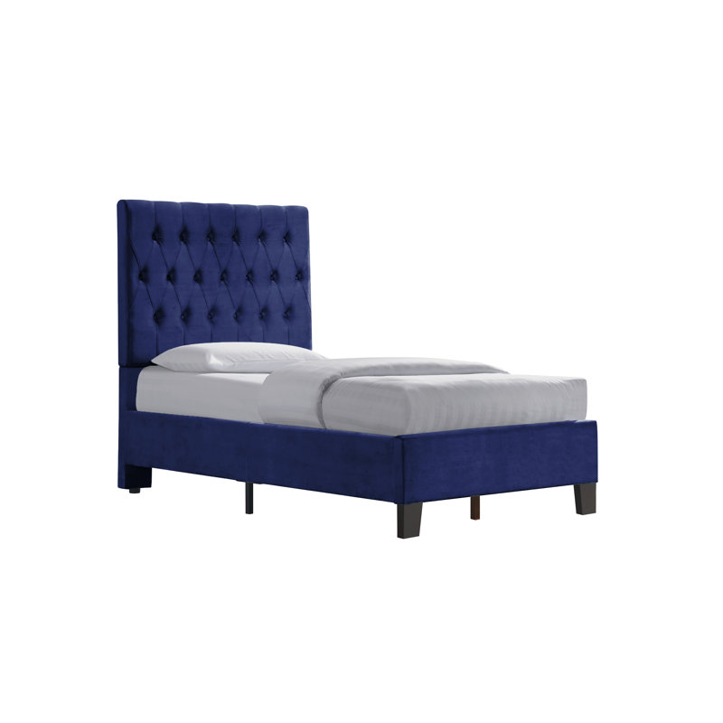 Kayden Upholstered Standard Bed, King, Navy
