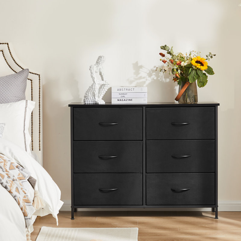  Commode 6 tiroirs Enegess, Noir