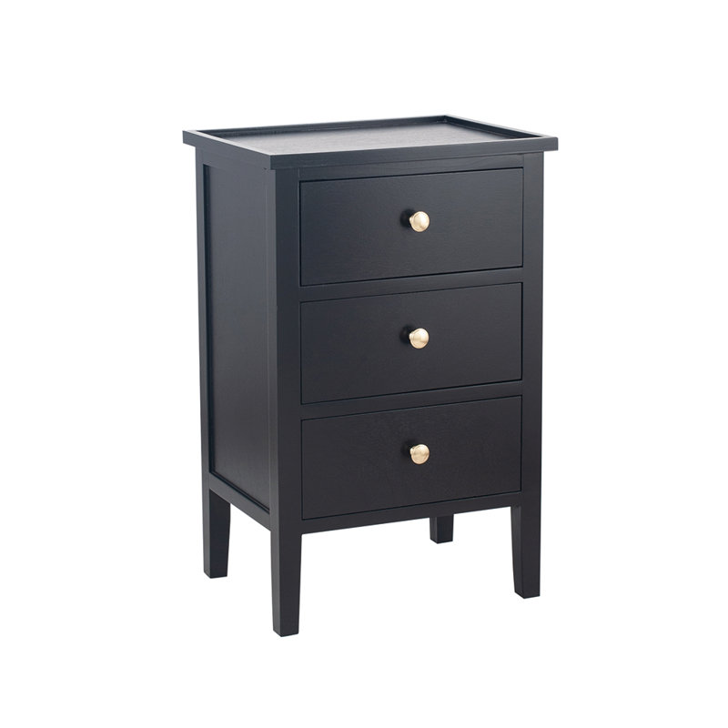Naugatuck 43cm W Bedside Table, Satin Black