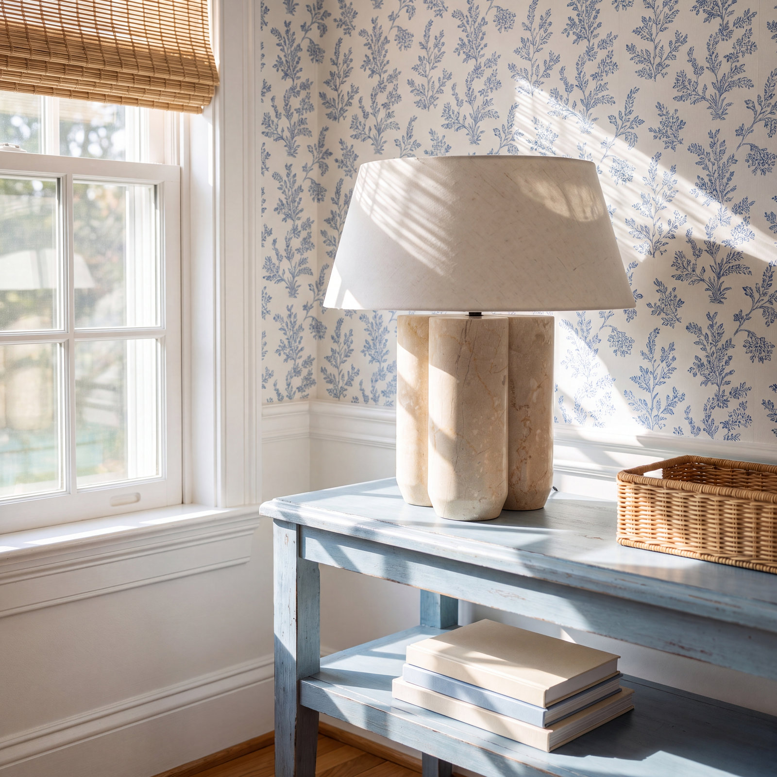 Bremen Table Lamp, Cream Marble