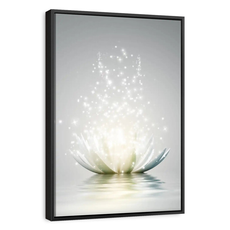 Lotus scintillant, Cadre flottant noir, 29 po x 43 po