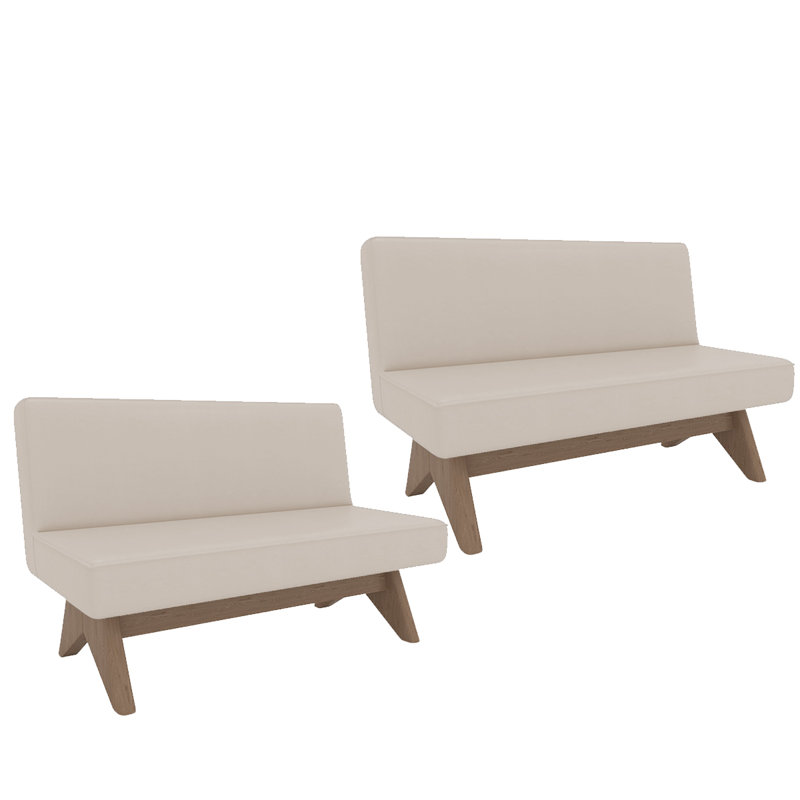 Banc rembourré en similicuir, Beige