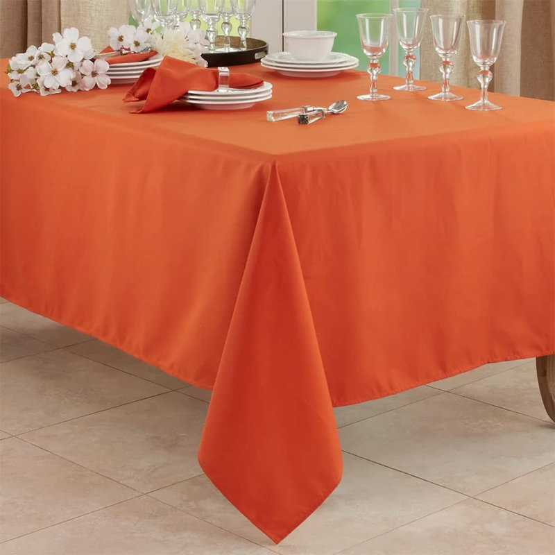 Daisylynn Rectangular Polyester Tablecloth, 140" L x 65" W, Pumpkin