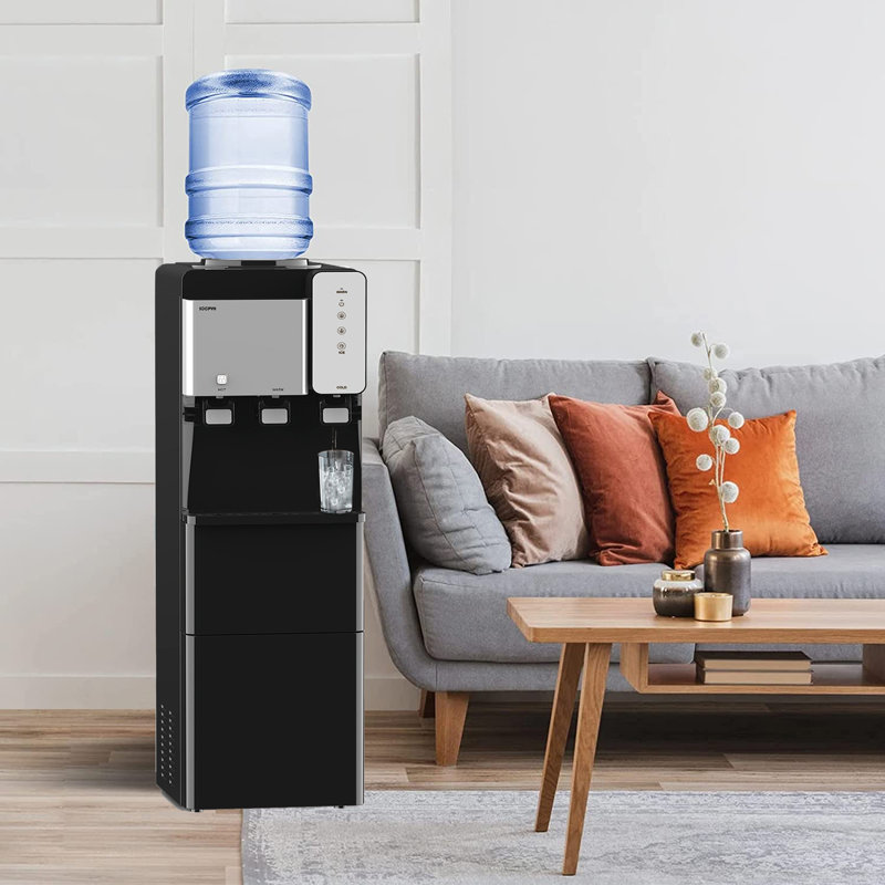 Refroidisseur d'eau chaude et froide IKT avec machine à glaçons, capacité de charge quotidienne de 27 lb, noir