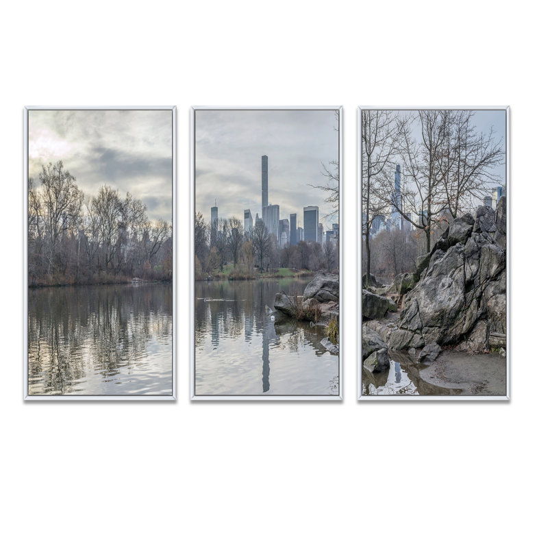 - Photographie de cadre flottant 3 pièces sur toile, H 28 po x l 36 po x P 1 po, Cadre blanc