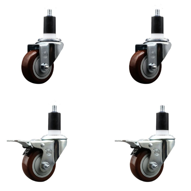Ensemble de roulettes extensibles en poly pivotant 1-1 / 2 pouces