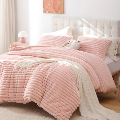 Fluffy Comforter Set 2 Pieces- All Seasons Heavy Faux Fur Comforter With One Pillowcase