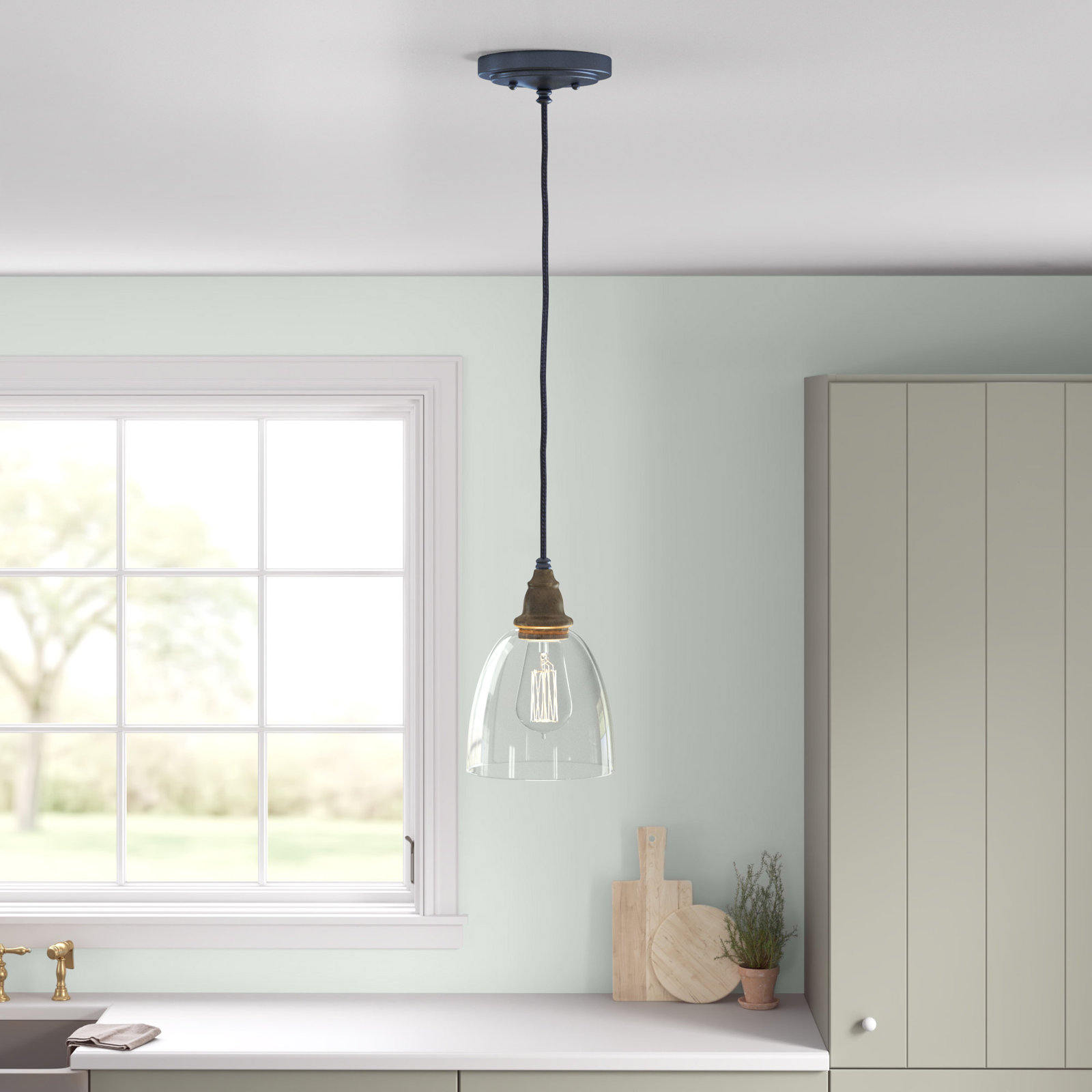 Delmare Single Light Glass Dimmable Pendant