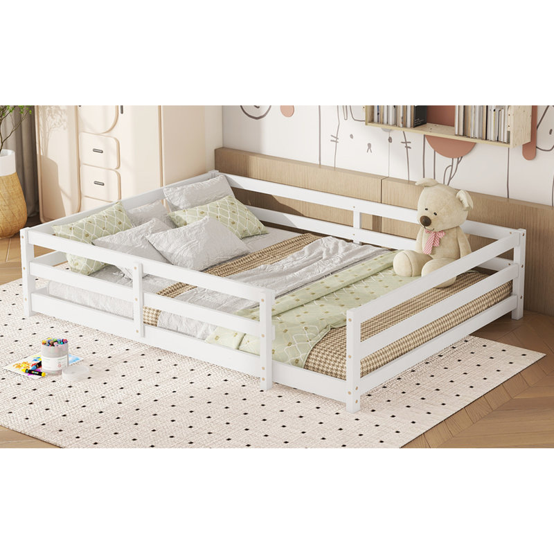 Lit en bois de pin blanc avec clôture, multifonctionnel, facile à assembler et confort en bois blanc, clôture pour, assemblage rapide