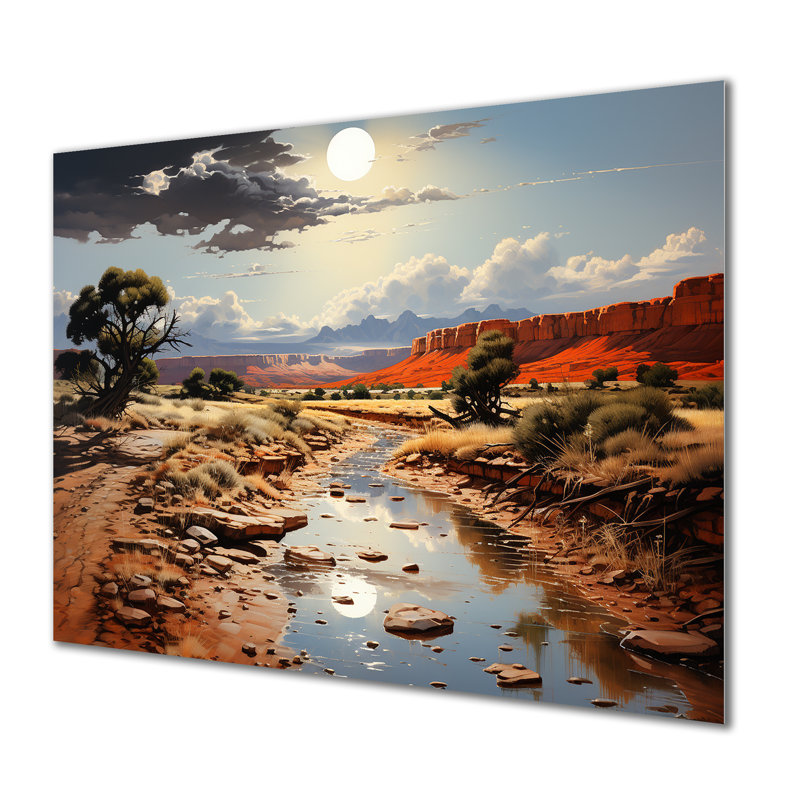 «Moonlit Sunset On Canyon Landscape I - Canyon & Desert», art mural en métal, H 12 po x l 20 po x P 1 po