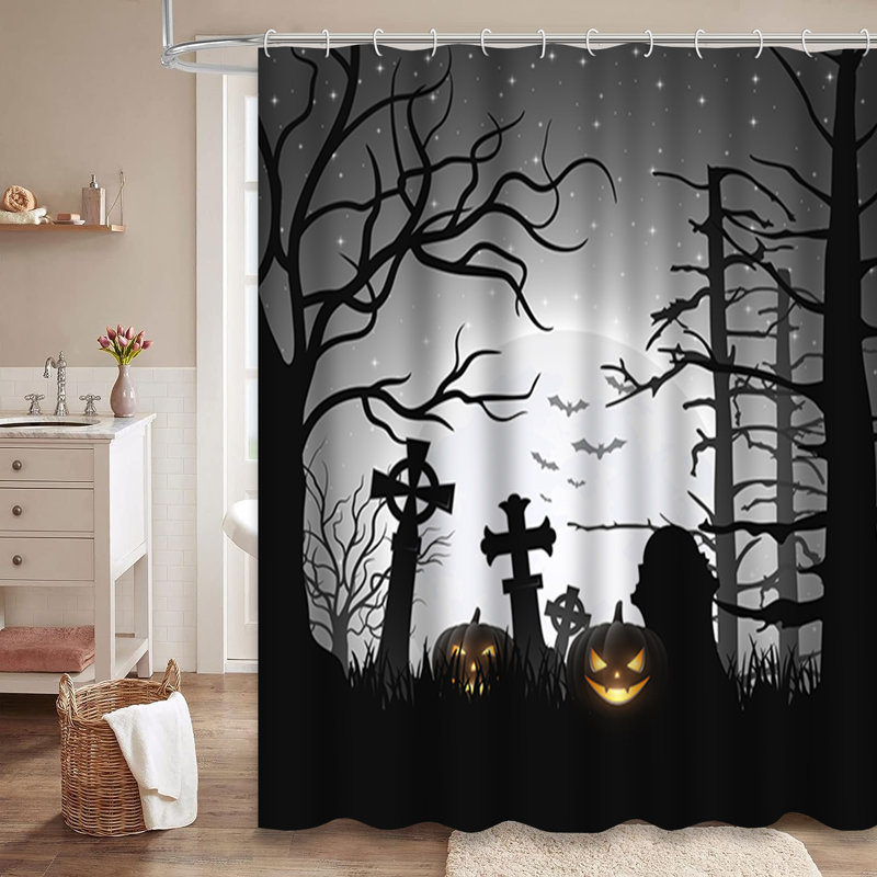 Rideau de douche Halloween avec citrouilles d'Halloween, L 72 po x l 78 po