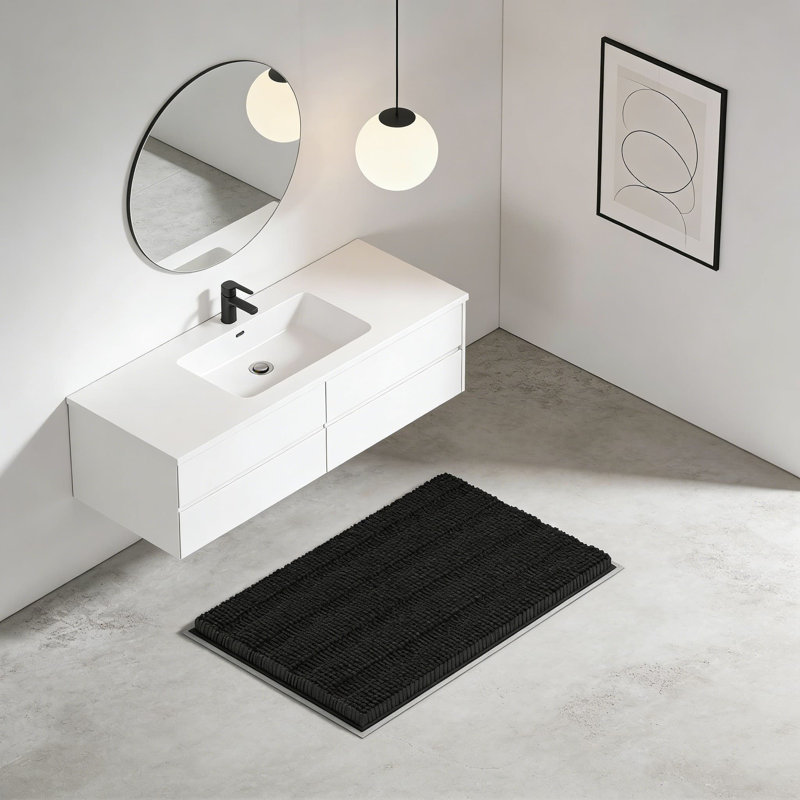 Chenille Bathroom Rugs With Rubber Backing, Soft And Absorbent Bath Mats For Shower, Tub, And Bathroom Floor, Machine Washable