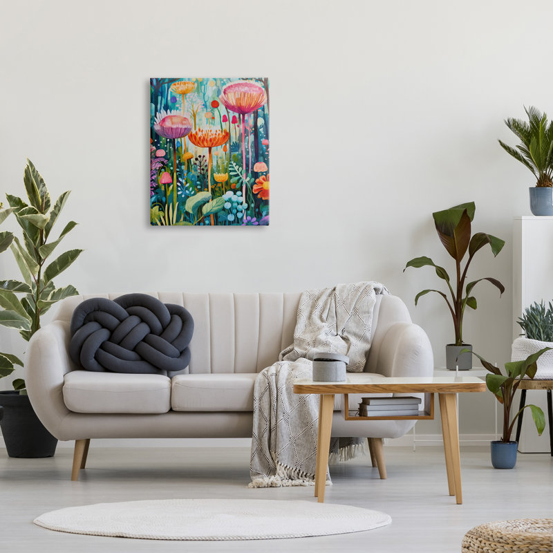 Paysage de jardin fantaisiste sur toile, H 20 po x l 16 po x P 1,5 po, Estampe numérique Farmhouse