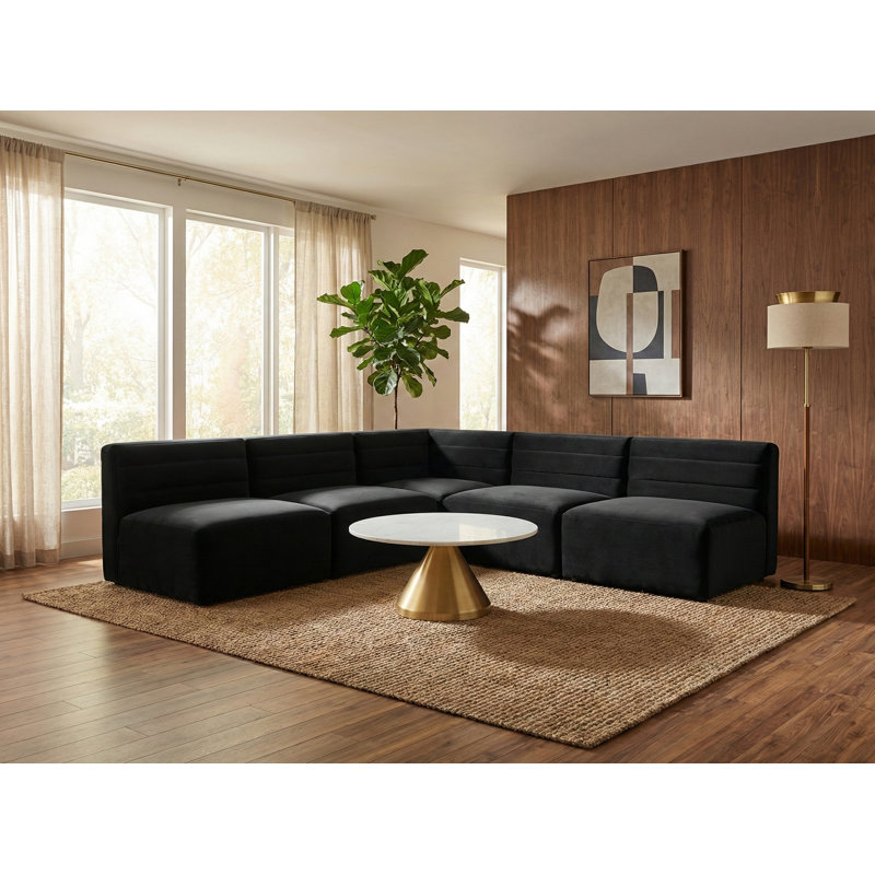 Canapé modulaire réversible en velours 95 po Enso, Velours noir