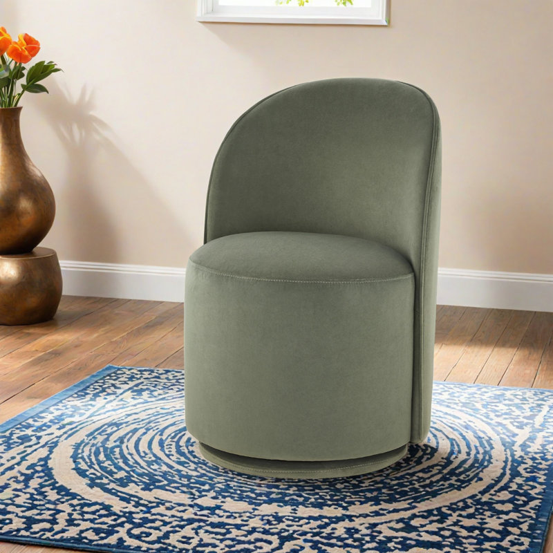 Sharlene Swivel Side Chair, Soren Olivine Performance Velvet