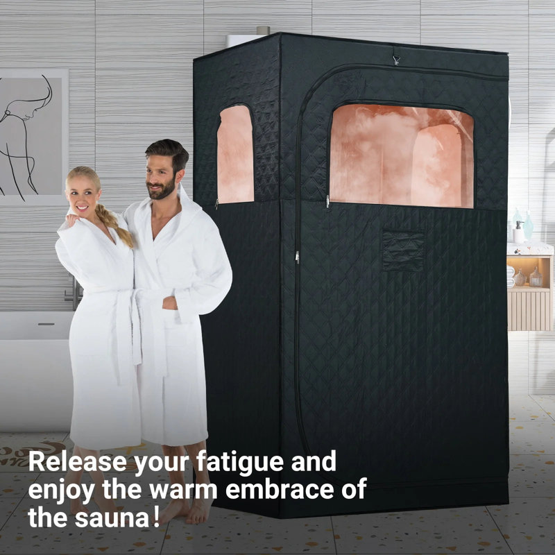2-Person Indoor 6.2ft Steam Sauna with Dual-Layer Thermal Insulation and 9-Level Temperature Control, for Home SPA & Therapy