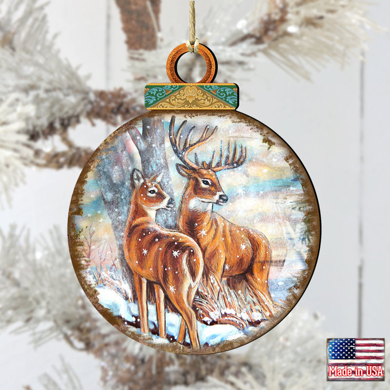Tidaholm 5.5'' Wood Animals Ball Ornament